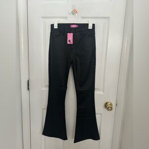 Edikted Luna faux leather flare jeans petite